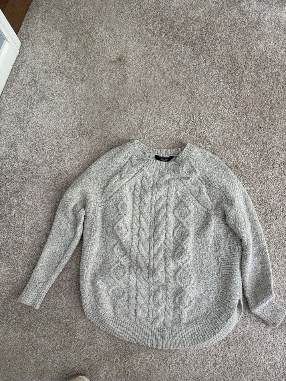 Simply Vera Vera Wang Cable Knit Crewneck Sweater - Gray